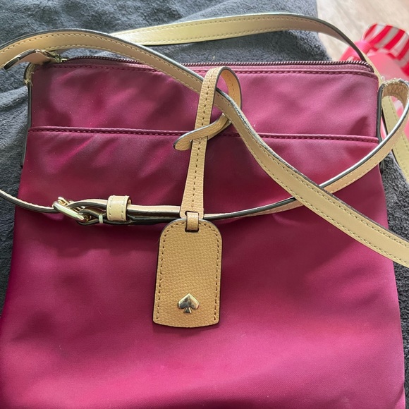 Kate Spade. Plum/wine. Crossbody. Tan strap. - Picture 2 of 12